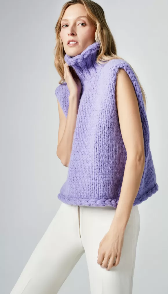 Hot Handknit Sleeveless Turtleneck Sweaters