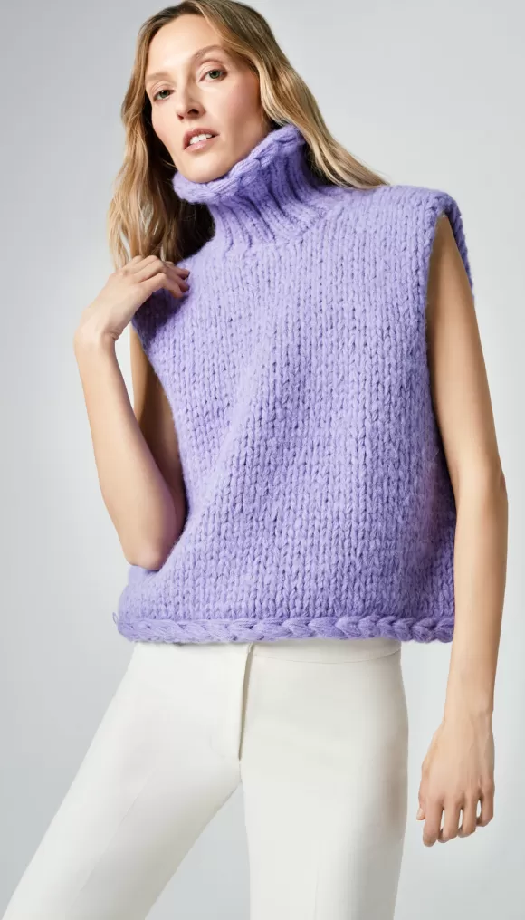 Hot Handknit Sleeveless Turtleneck Sweaters